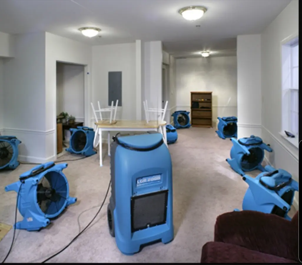 Air movers and dehumidifier setup for Water Damage Restoration in Wetumpka