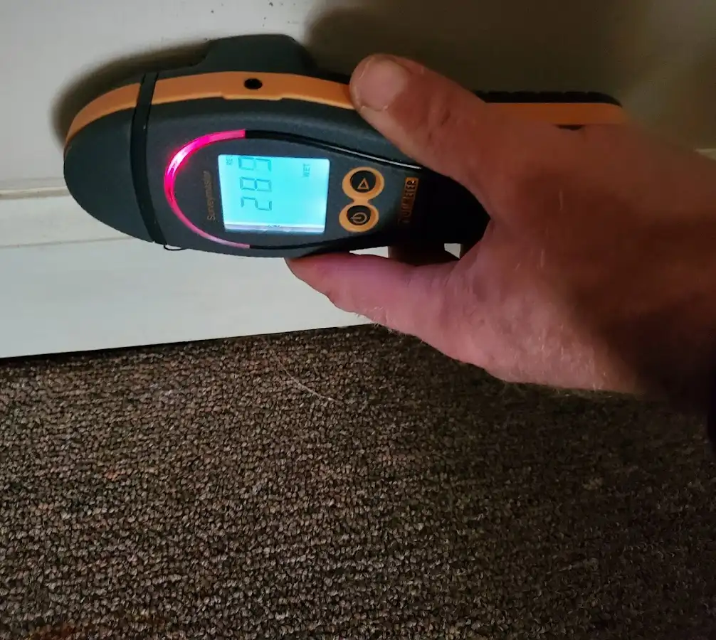 Moisture detection at baseboard during Sewage Cleanup & Sanitation in Wetumpka